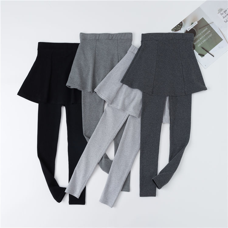  Spring and Autumn Pure Cotton A-line Umbrella Skirt with Trousers One Fake Two-piece Leggings Women's Slim Trousers Women