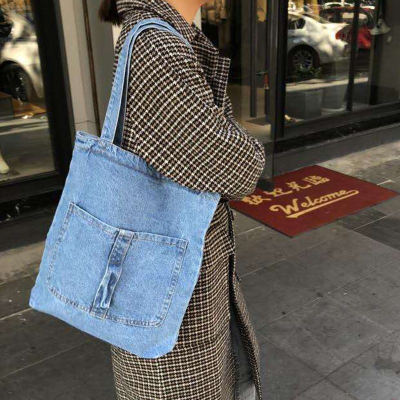 时尚牛仔包女单肩韩国百搭购物袋环保袋学院风休闲包女包包