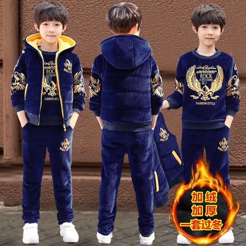 Three piece boys' middle and big boys' sports suit boys' sweater