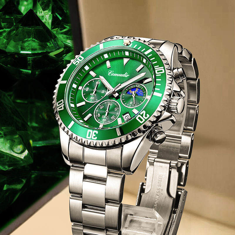 Green Water Ghost automatic movement watch men's calendar luminous waterproof multi-function mechanical watch Korean black Technology