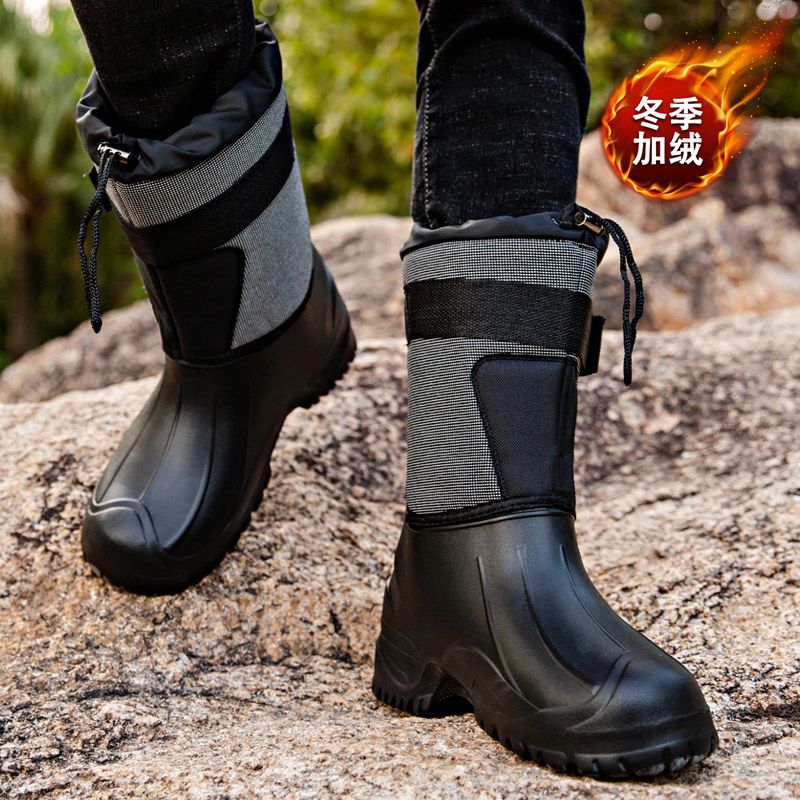 Winter snow boots men's cotton shoes warm thick plus velvet fashion middle and high boots high top non-slip waterproof outdoor