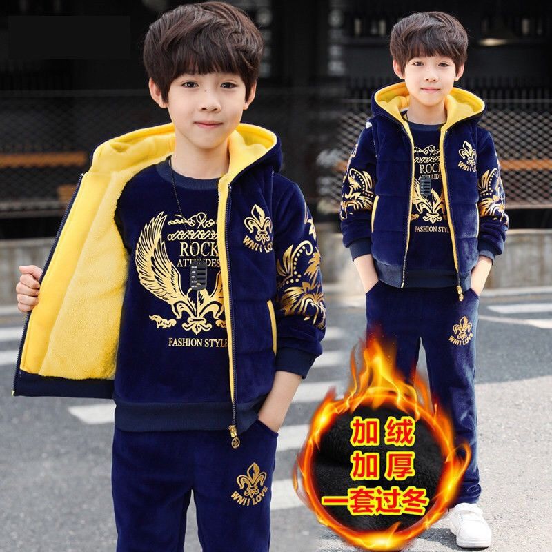 Three piece boys' middle and big boys' sports suit boys' sweater
