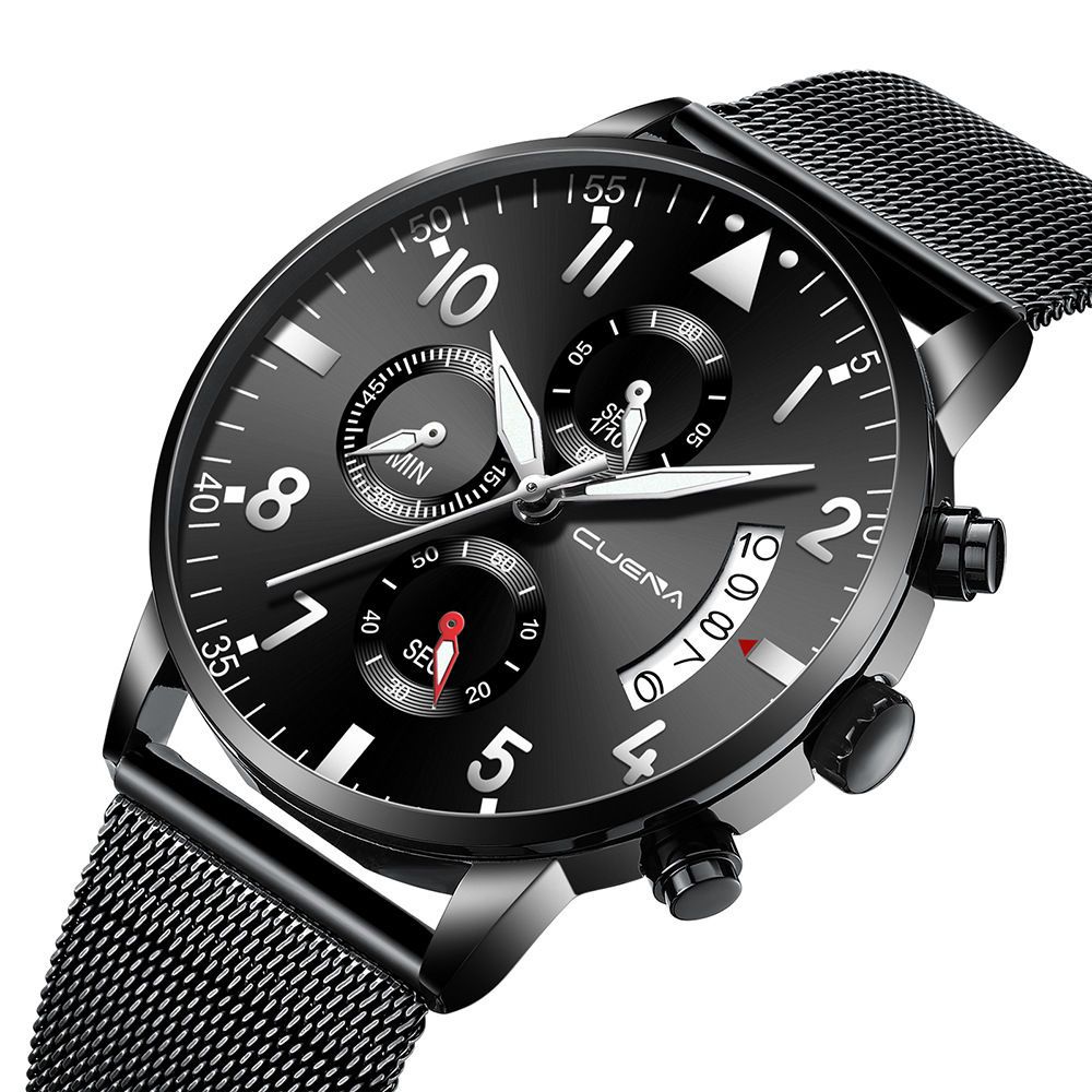 Men's Mesh Strap Waterproof Stainless Steel Quartz Watch Simple_voghion.com