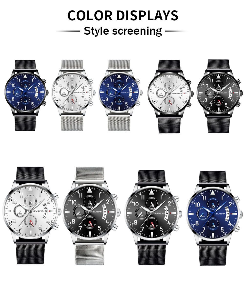 Men's Mesh Strap Waterproof Stainless Steel Quartz Watch Simple_voghion.com