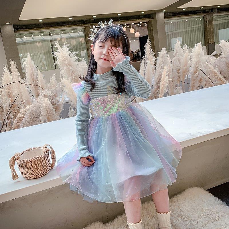 Elsa Princess Dress Female Frozen Girls Dress Elsa Clothes Fashionable Autumn and Winter New Children's Clothes