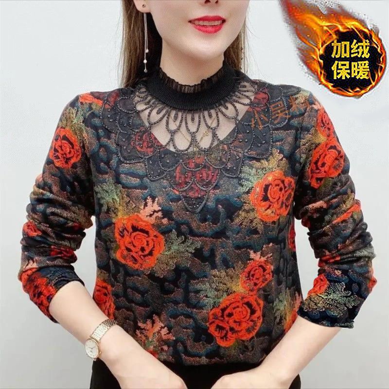 加絨/不加絨2023秋冬新款打底衫女百搭顯瘦上衣時尚洋氣保暖衣