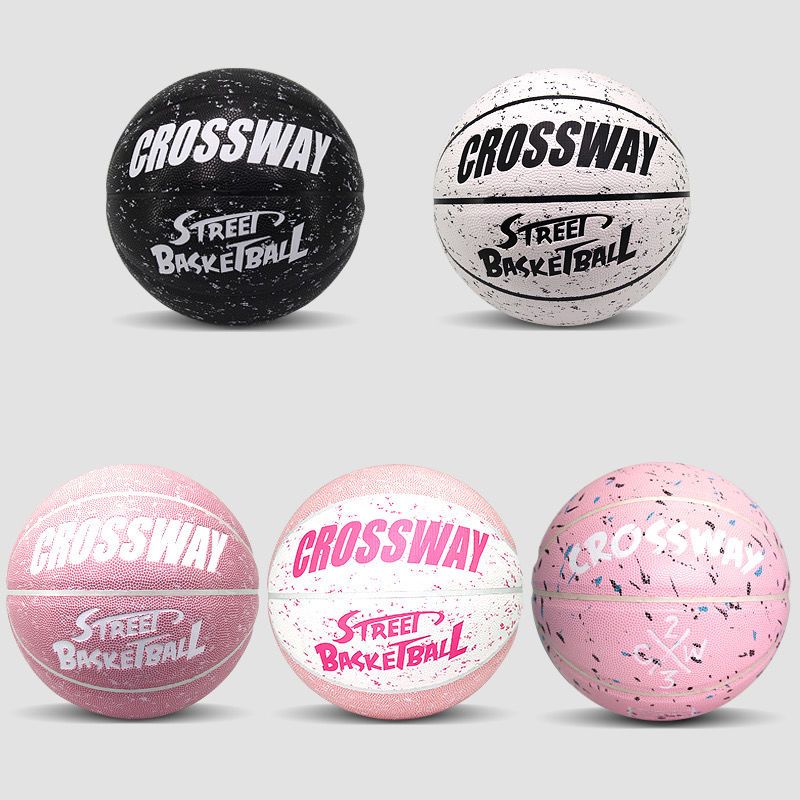 克洛斯威篮球7号成人学生室外耐磨水泥地真皮手感女粉色个性街球