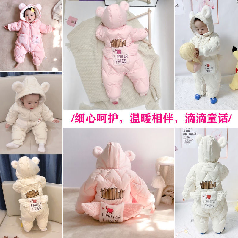 88617-婴儿连体衣冬装加厚加绒超萌网红新生儿衣服女宝宝保暖外出抱爬服-详情图