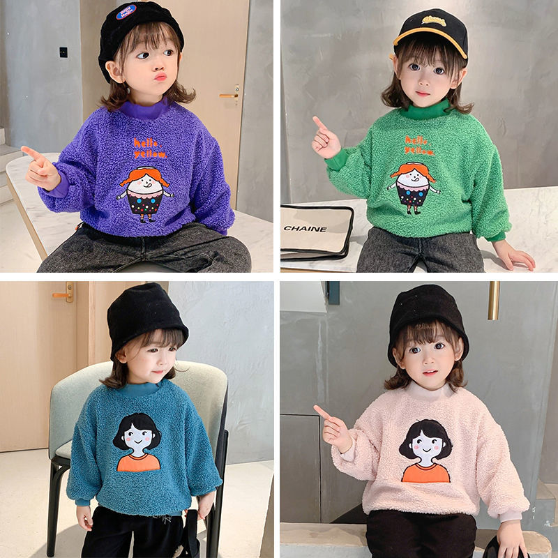 Girls' winter Plush sweater 2020 new children's children's Korean version baby warm pullover top fashion