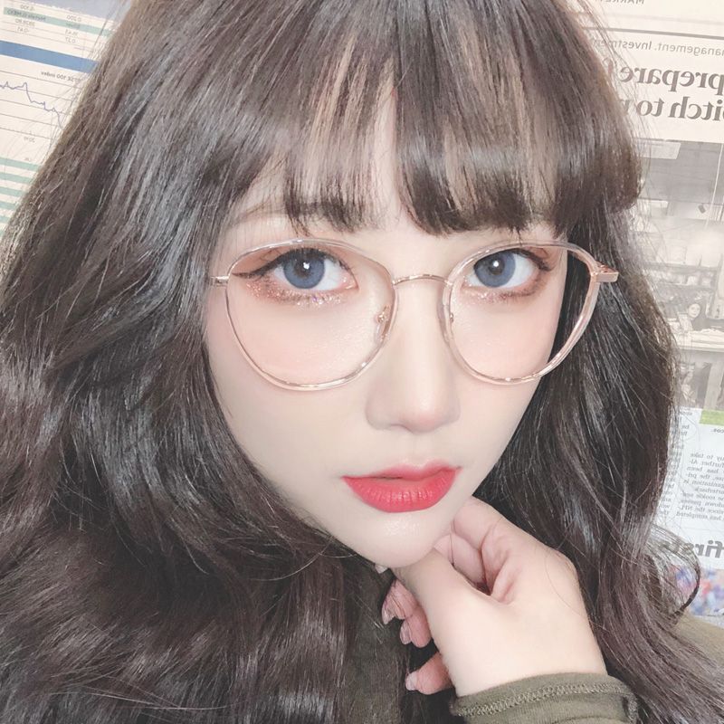 Retro literature and art ultra-light and thin glasses frame female transparent pigment face flat light mirror student myopia glasses frame male