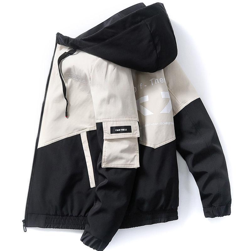 Spring and autumn casual jacket men's hooded tooling jacket men's new loose gown young students' clothes men