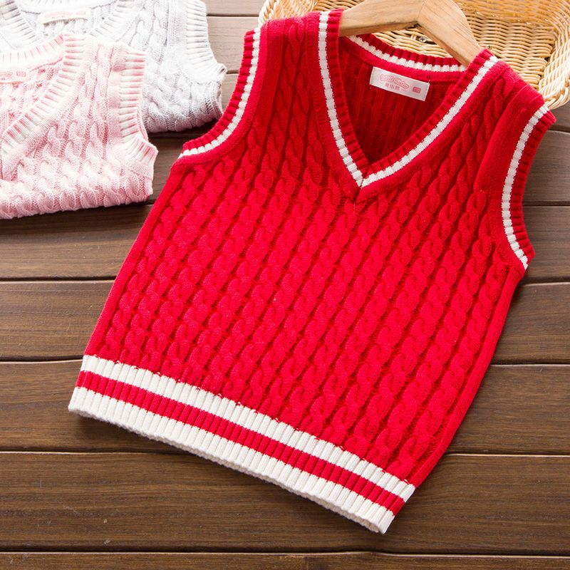 Boys and girls knitted vest spring and autumn girl baby sweater pullover woolen vest children foreign style autumn and winter