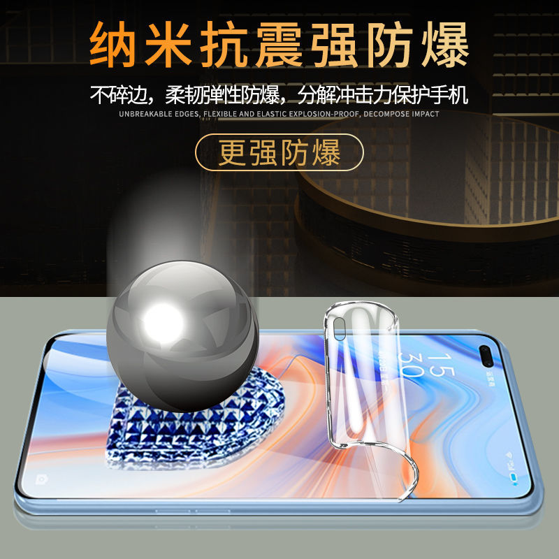 opporeno4水凝膜reno4pro钢化膜全屏覆盖4se手机贴膜全包边抗蓝光