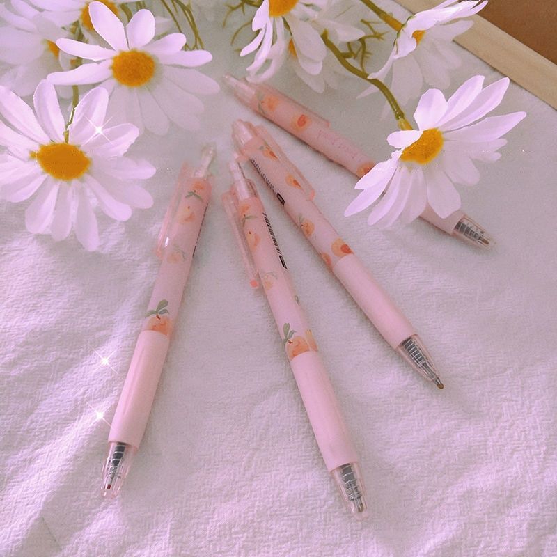 日系ins风人间水蜜桃中性笔可爱少女心高颜值学生按动笔0.5mm黑笔