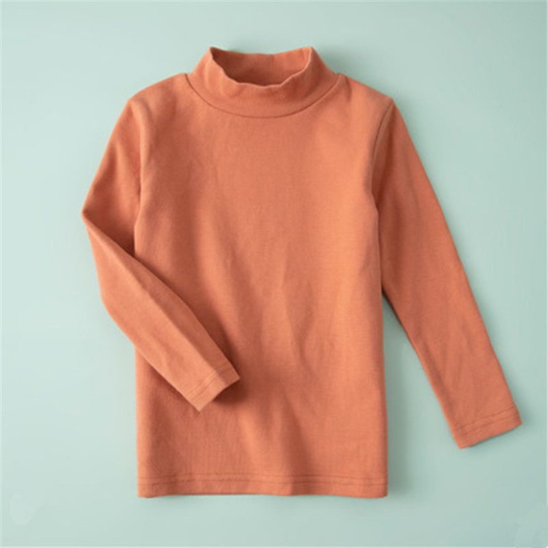 Children's long-sleeved T-shirt pure cotton top with autumn clothes for boys and girls half turtleneck bottoming shirt spring and autumn  new style