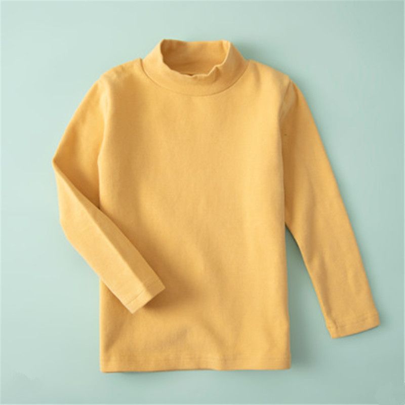 Children's long-sleeved T-shirt pure cotton top with autumn clothes for boys and girls half turtleneck bottoming shirt spring and autumn  new style