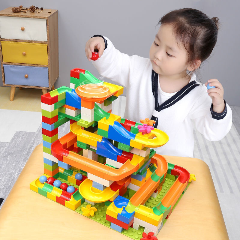 儿童积木玩具兼容乐高积木大小颗粒益智拼装百变滑道玩具男孩女孩