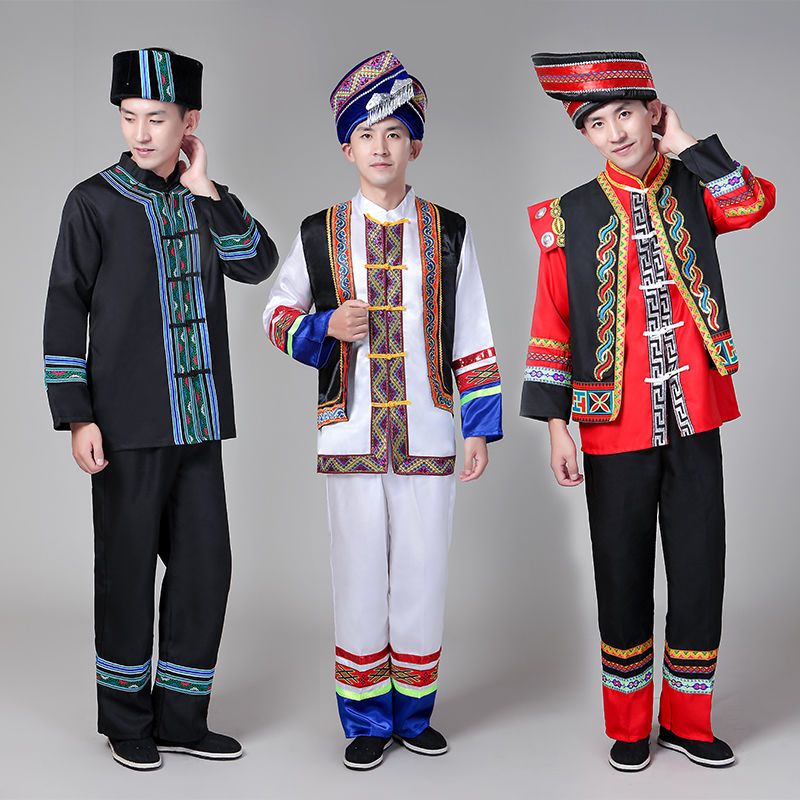 少数民族服装男士苗族瑶族侗族舞蹈服土家族彝族壮族演出服民族服
