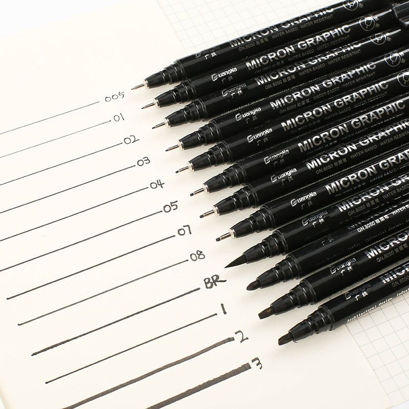 广纳针管笔8050防水勾线笔美甲漫画高达边线动漫设计手绘勾边图笔