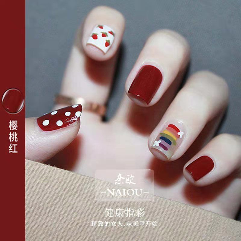 New red cherry red nail polish shop special nail glue