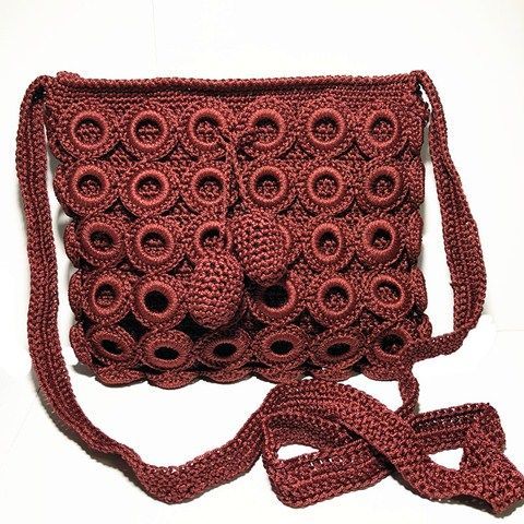 手工钩包 毛线包 圈圈成品包 小方包 女包手提包空心线编织包-领券