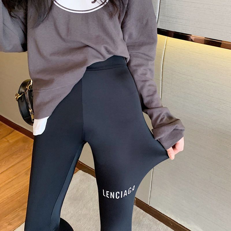 Black leggings for women to wear fall and winter Barbie riding pants letter reflective elastic tight sports Yoga Pants