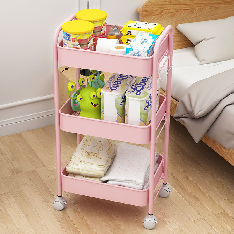 Kitchen shelf floor multi-layer mobile cart vegetable basket storage shelf supplies home