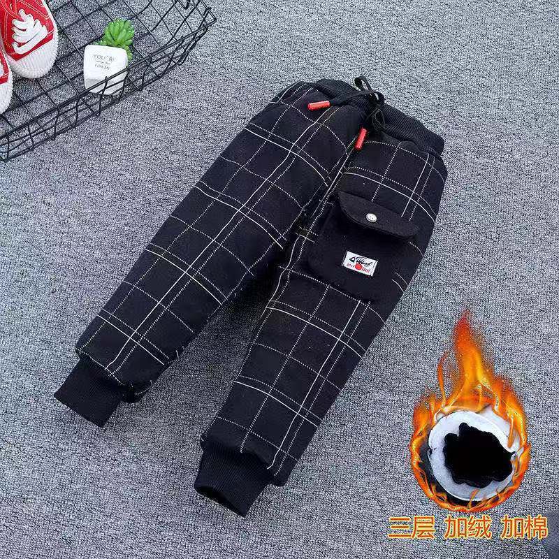 Children's Plush pants autumn and winter loose boys' casual pants baby warm pants boys' trousers