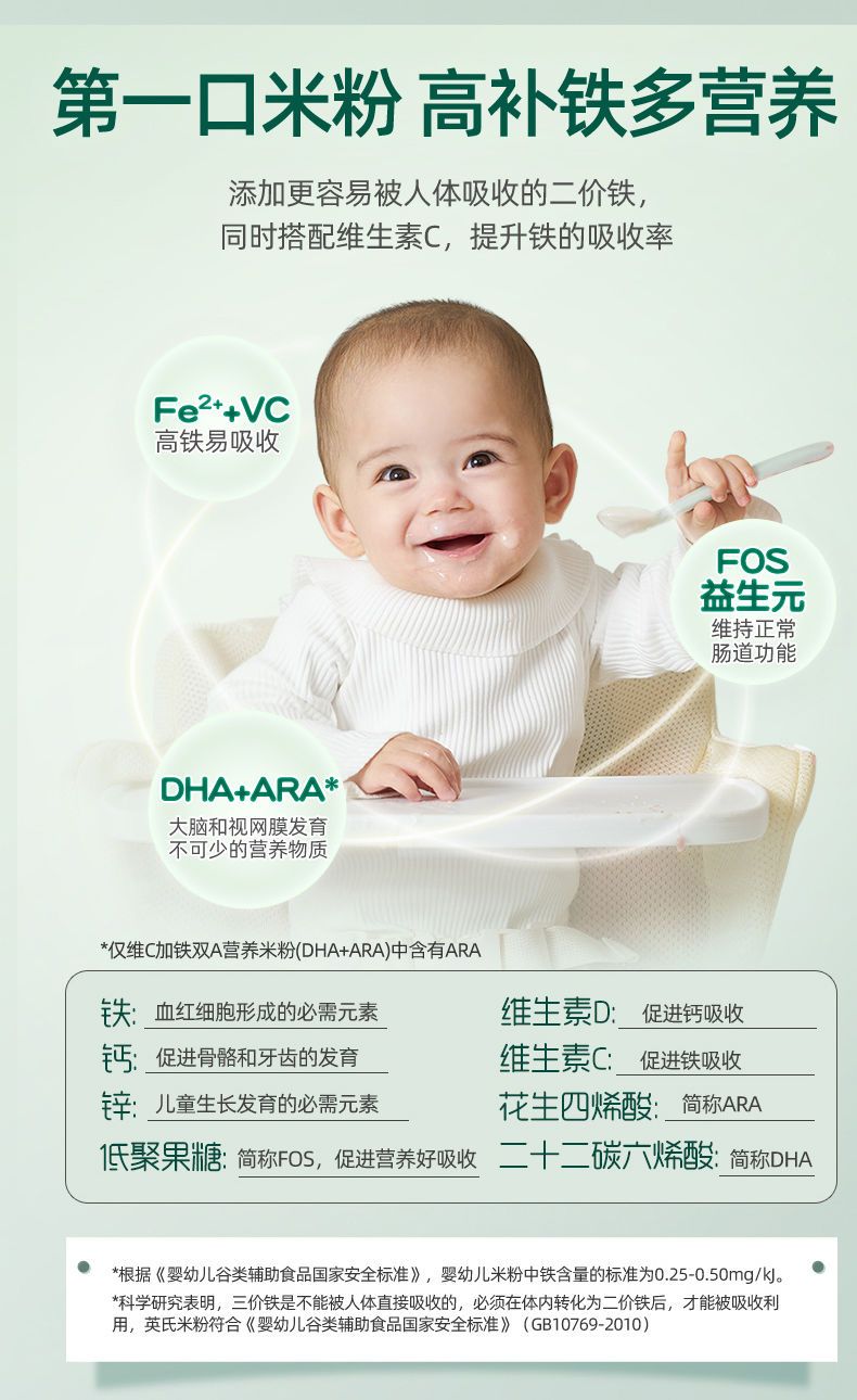 英氏高铁高钙高锌米粉宝宝辅食营养婴幼儿米粉婴儿米糊6-36个月