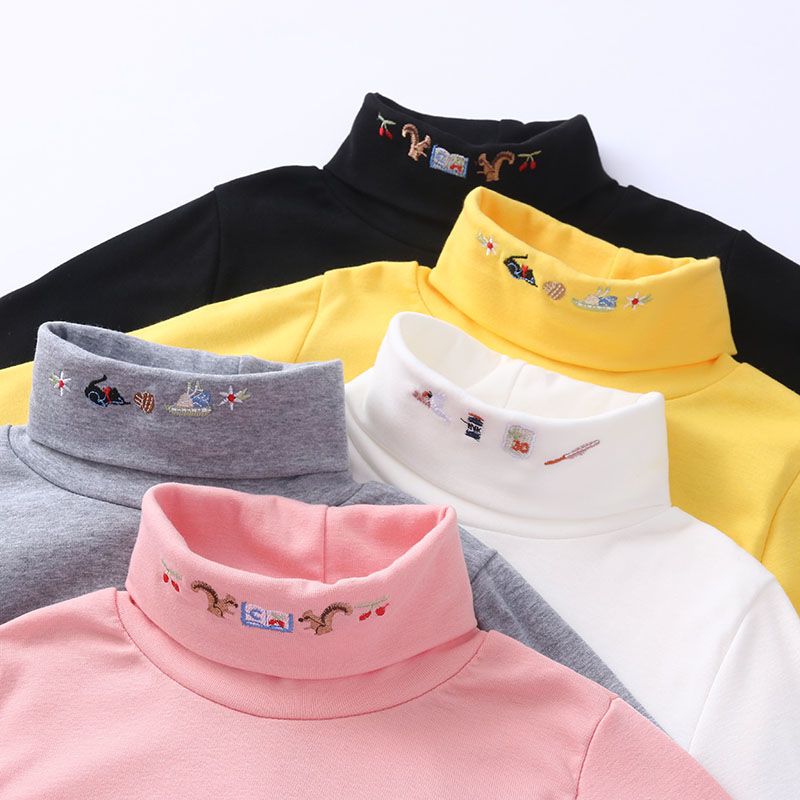 [pure cotton] Girls spring and autumn 2020 new bottoming shirt children's spring and autumn high collar Long Sleeve T-Shirt Baby cotton top
