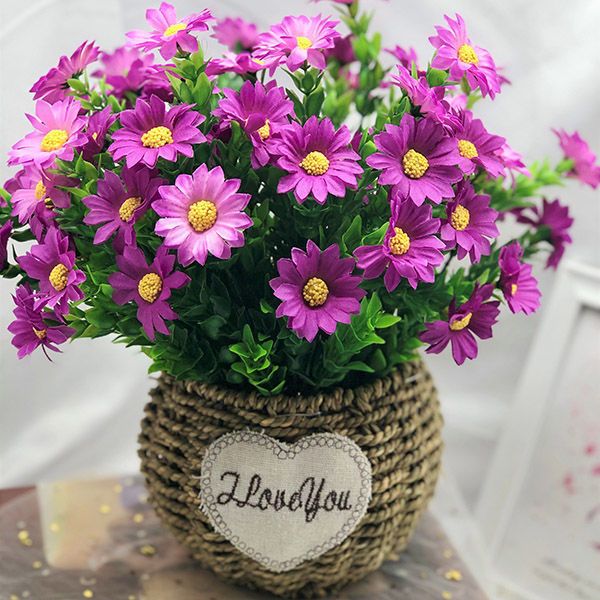 水草菊仿真花假花塑料户外花坛装饰花家居摆设花雏菊花槽插花艺 文雅花卉