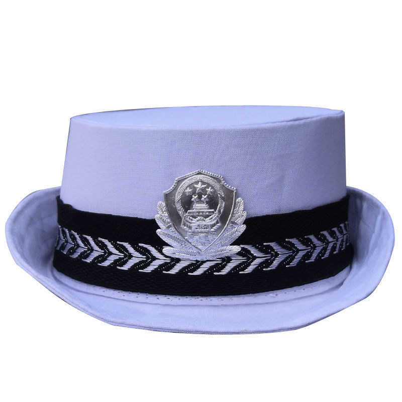 Children's big cap police hat kindergarten boys and girls small traffic police hat Navy police hat black cat police long brim hat
