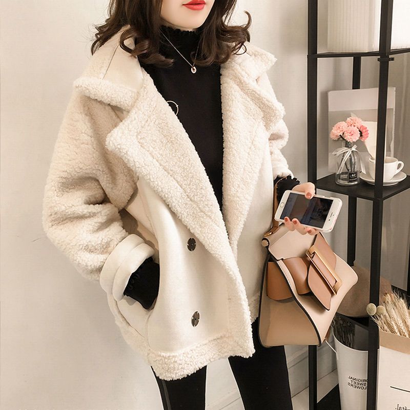 Fur in one women's new small fragrance coat women's short cashmere motorcycle jacket thickened winter coat