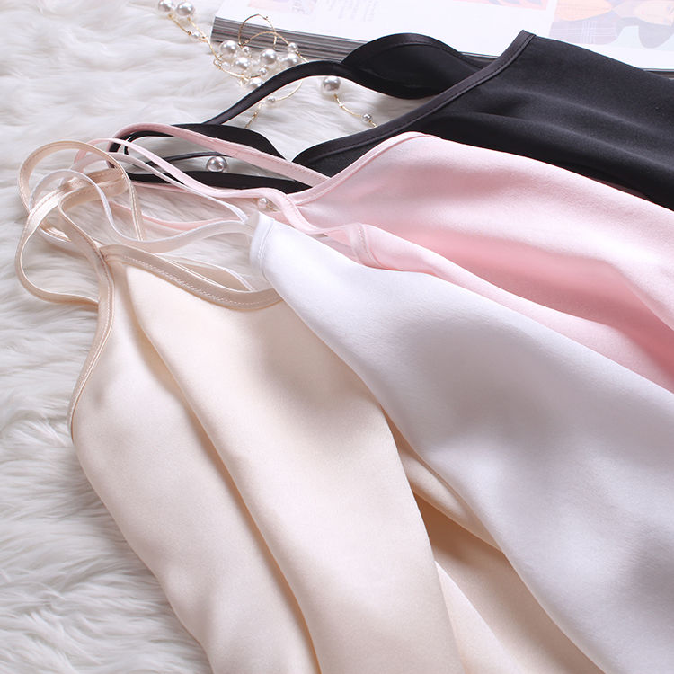 Silk vest suspenders women's summer inner wear light bottoming shirt white loose all-match 100% mulberry silk