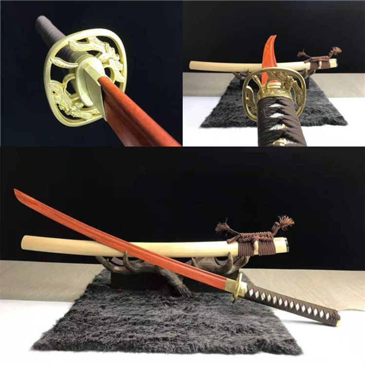 木刀武术表演练习训练竹刀日本居合道武士竹制刀剑带鞘道具未开刃