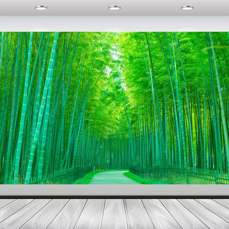 竹林沙发背景装饰画平安竹绿色护眼竹子客厅卧室墙贴风景 年画m1