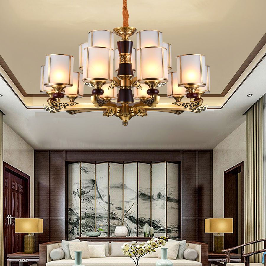 新中式全铜吊灯客厅灯中国风餐厅书房灯饰红木灯具别墅大气灯饰