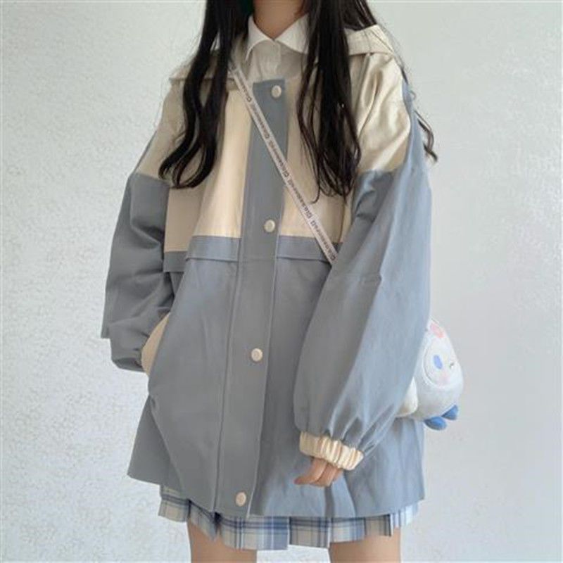 College style Korean version  Spring and Autumn New Versatile Workwear for Female Students Loose casual ins Retro Hong Kong Style Coat