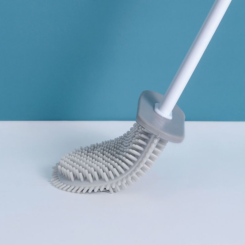 Toilet brush set no dead angle wall mounted household non perforated wall mounted shelf creative silicone toilet brush