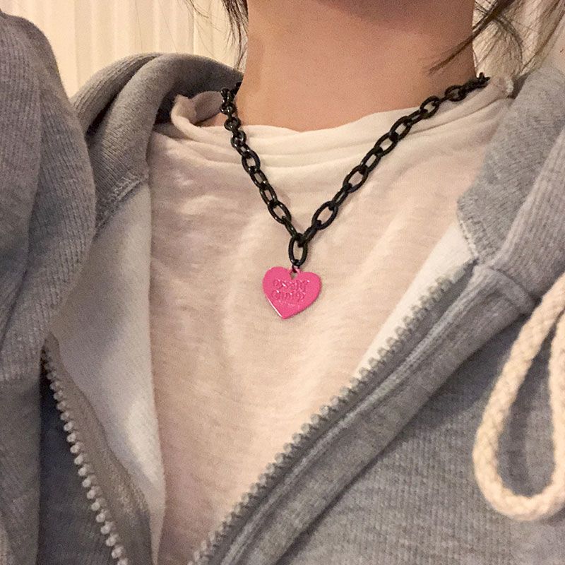 Love Necklace Women's Trendy Net Red Ins Hip Hop Personality Design Clavicle Chain 2020 New Sweater Chain Short Section