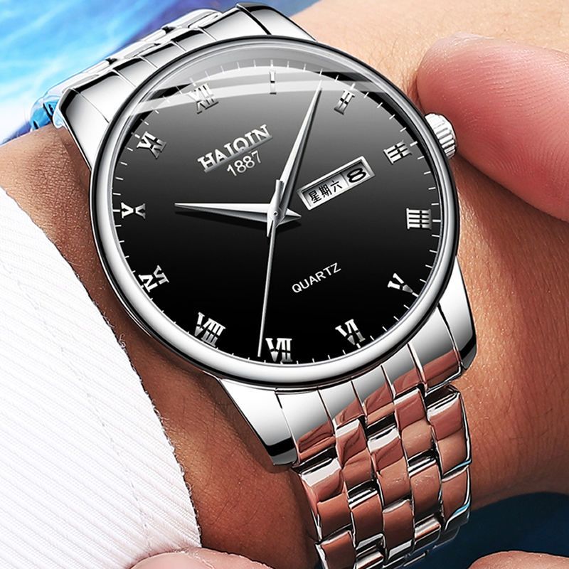 瑞士正品海琴手表男士超薄全自动石英表非机械表防水学生男表夜光