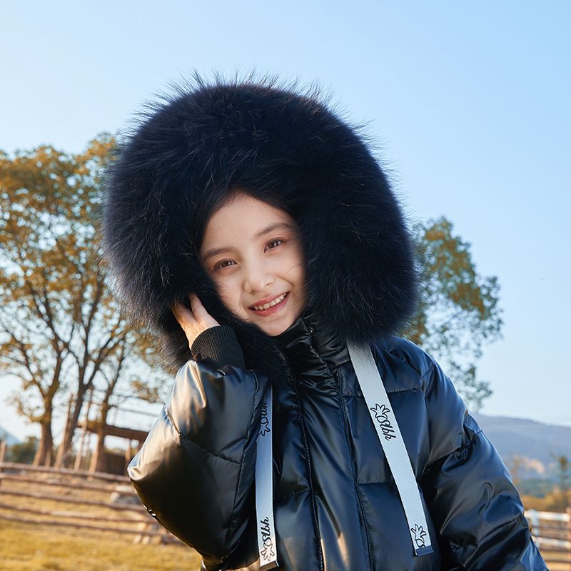 女童羽绒服中长款新款冬季中大童加厚韩版洋气儿童冬装外套潮