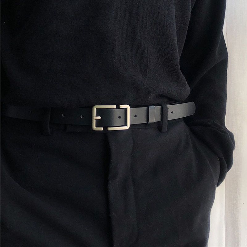 ins trendy brand personalized buckle thin belt bf Harajuku style teen student couple men and women pin buckle pants belt