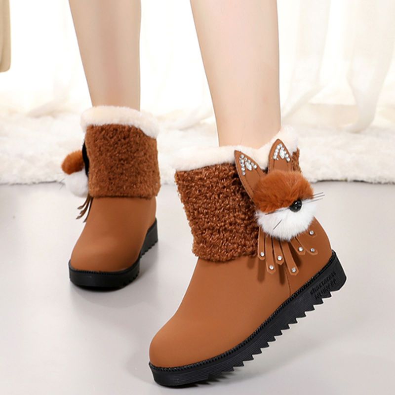 2021冬季新款平底雪地靴女学生棉鞋保暖加绒加厚短筒防滑百搭女靴