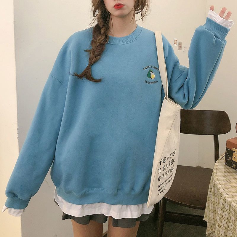 200kg autumn and winter women's wear Plush thickened warm two piece sweater fat mm large loose long sleeve top ins