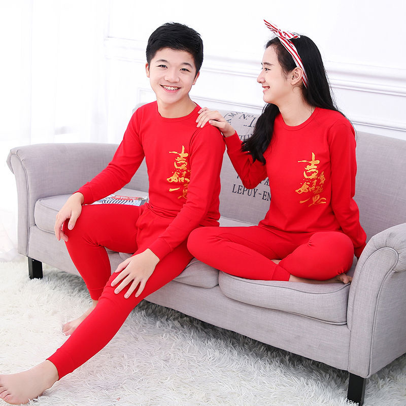 Autumn and winter teenagers autumn clothes and long johns warm underwear suit pure cotton boys and girls cartoon autumn clothes and long johns home service cotton