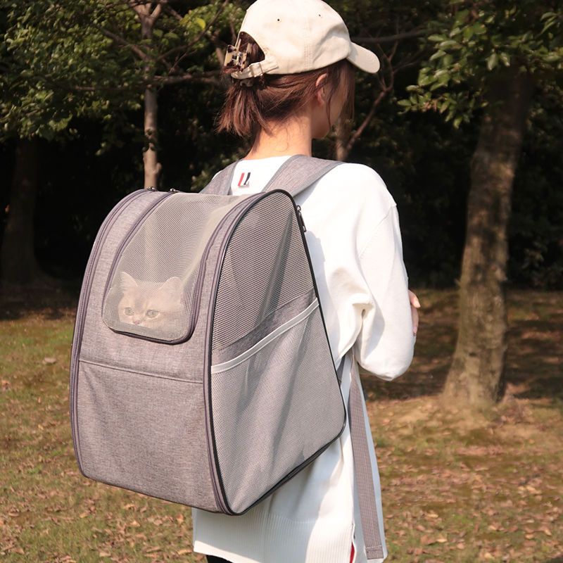 Breathable cat bag out portable pet backpack shoulder bag cat supplies carry foldable lightweight dog bag canvas