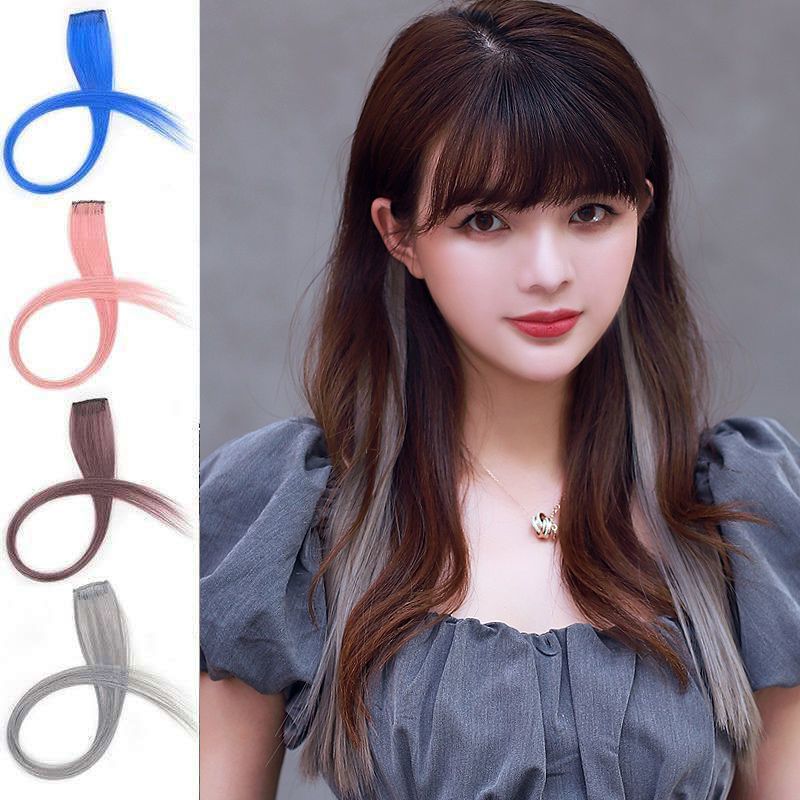 Highlight colored wig piece, gradient hanging ear dye wig piece, invisible and traceless, natural hanging ear dye wig piece, short haired woman