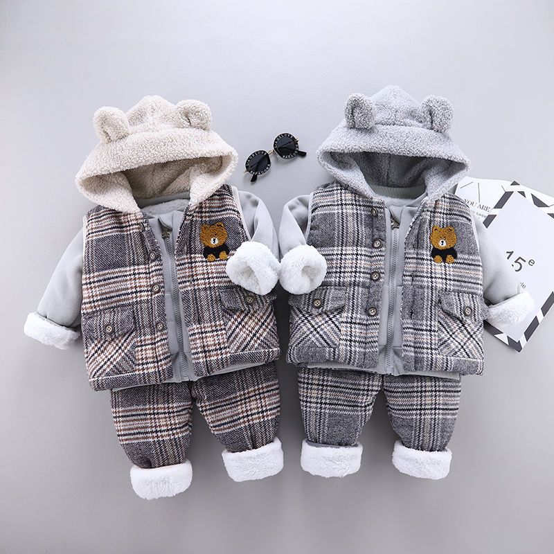 男童秋冬套装2020新款宝宝冬装加绒三件套婴儿童装0-4岁外套衣服3