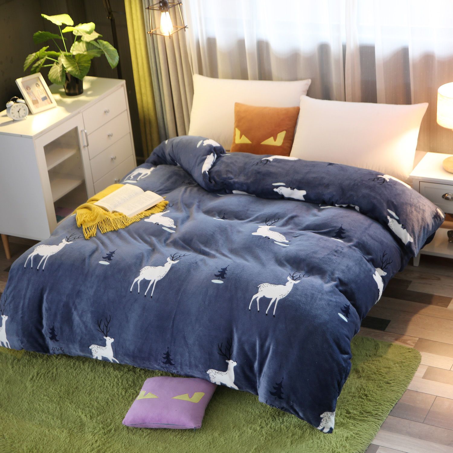 丹青家纺用品店 被罩法兰绒加绒加厚被套毛绒双面绒珊瑚绒1.